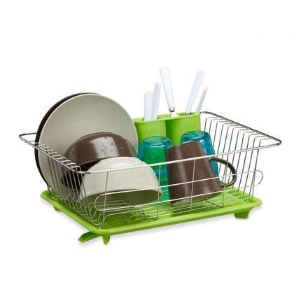 Coș de scurgere verde cu bol de plastic