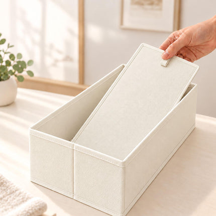 Drawer Organiser 8-Piece Set with Divider Boxes, Cream, Non-Woven Fabric