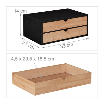 Cutie sertar din bambus & MDF 2 compartimente