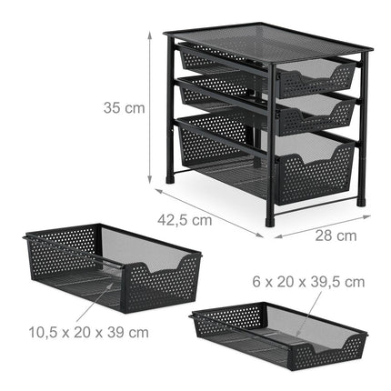 Raft cu sertar cu 3 coșuri extrage