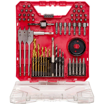Drill and Driver Bit Set, 70 Pieces, HSS and CR-V Bits, Carrying Case