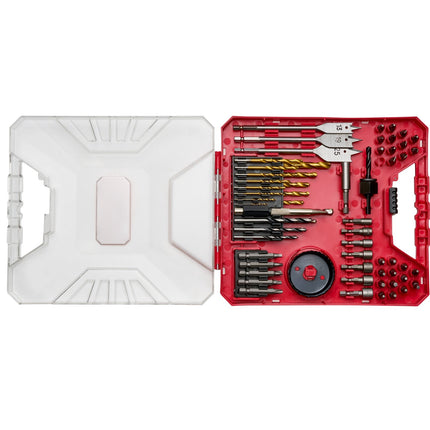 Drill and Driver Bit Set, 70 Pieces, HSS and CR-V Bits, Carrying Case