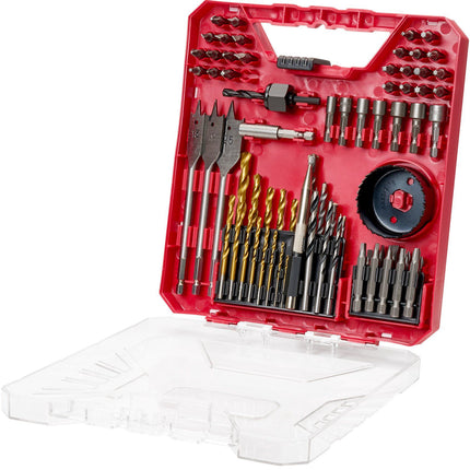 Drill and Driver Bit Set, 70 Pieces, HSS and CR-V Bits, Carrying Case