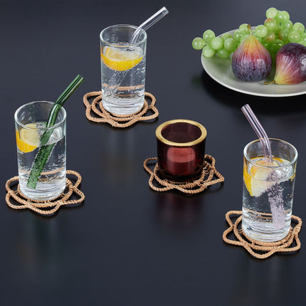 Set de suport pentru băuturi, fibră de palmier, rezistent la căldură, pachet de 4