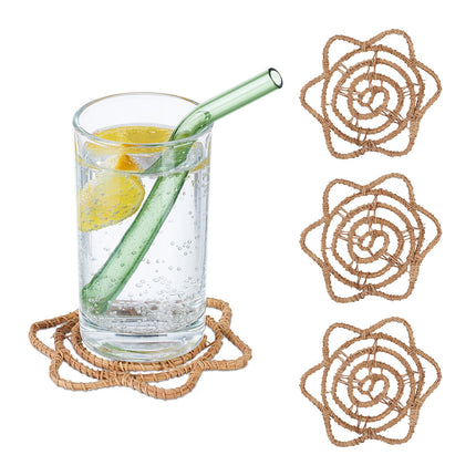 Set de suport pentru băuturi, fibră de palmier, rezistent la căldură, pachet de 4