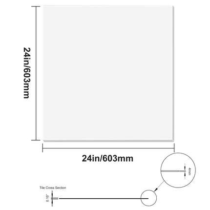 Drop Ceiling Tiles 24 x 24 in, 12 Pack, PVC Foam, Smooth White