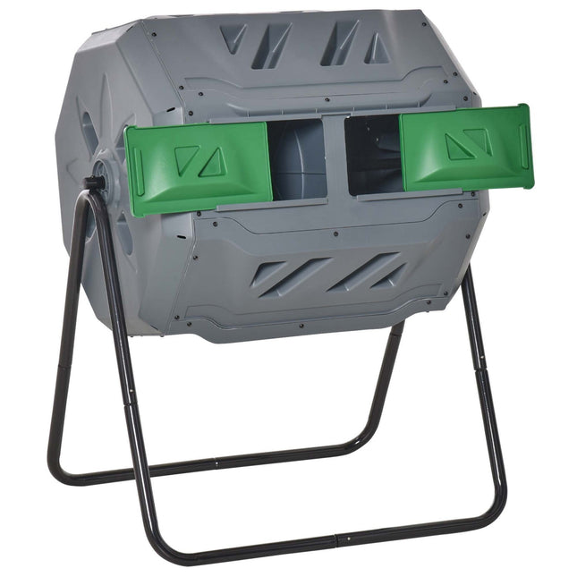 Rotating drum composter 160L - Dual Chamber Efficient grey