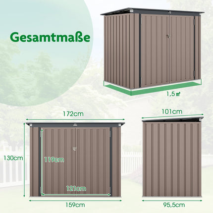 Șopron de depozitare cu două containere, metal galvanizat, 172x95.5x130cm