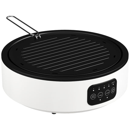 Plită ceramică dublă cu grătar, 2000W, 4 niveluri de căldură, alb