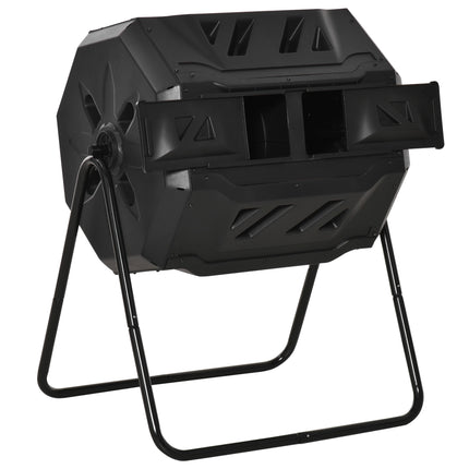 Compost cu două compartimente, 160 l, oțel și plastic
