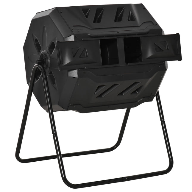 Compost cu două compartimente, 160 l, oțel și plastic