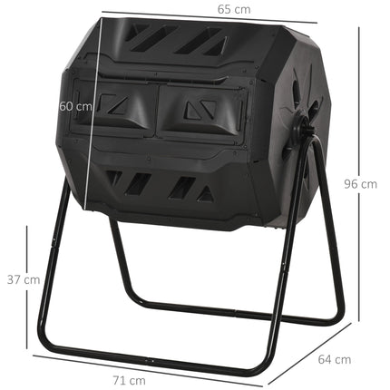 Compost cu două compartimente, 160 l, oțel și plastic