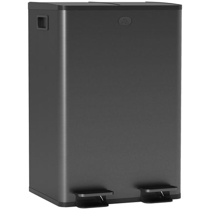 Coș de gunoi cu două compartimente, 28 l, oțel inoxidabil, negru