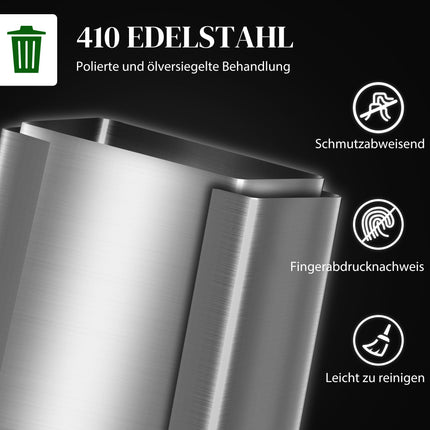 Coș de gunoi de bucătărie din oțel inoxidabil, cu două compartimente, 60 l