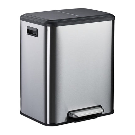 Coș de bucătărie cu două compartimente, separator de gunoi de 15 l