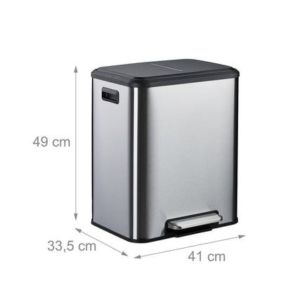 Coș de bucătărie cu două compartimente, separator de gunoi de 15 l