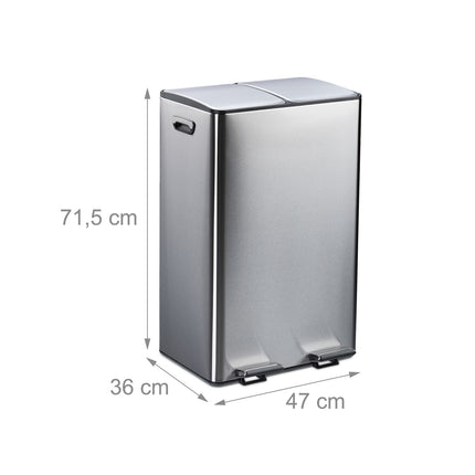 Coș cu pedală cu două compartimente, capacitate 2x30L