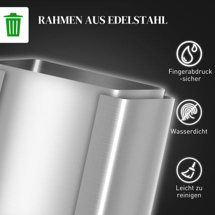 Coș de gunoi din oțel inoxidabil cu două compartimente, 2x20L