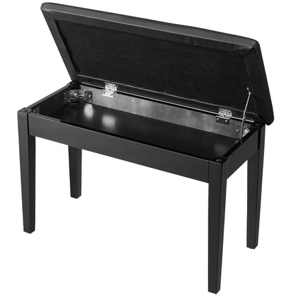 Duet Piano Bench With Storage, Padded Seat, Wood