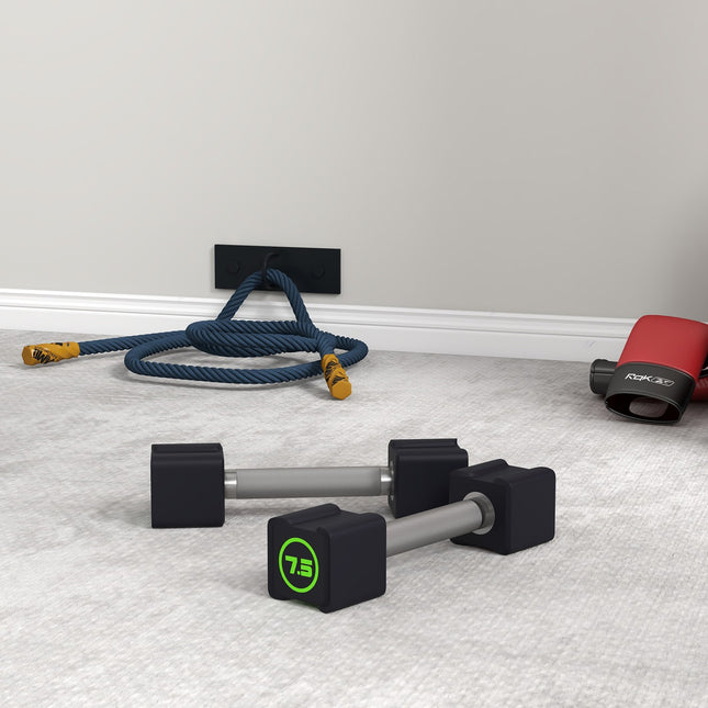 Set gantere 15 kg mânere metalice anti-alunecare, ideal pentru antrenamente intensive cu greutăți și forță, CPU, negru