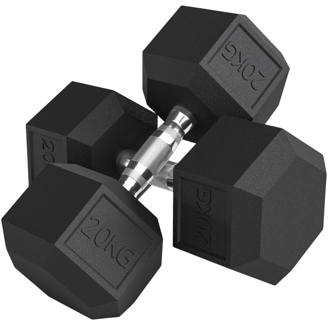 Gantere, Mâner zimțat, Fontă, 2 x 20 kg pentru sală de acasă