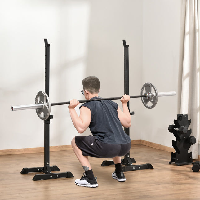 Suport pentru gantere, set de 2, suport pentru gantere, suport pentru gantere reglabil pe inaltime, haltera cu capace de cauciuc pentru picioare, 105-160 cm, antrenament de forta, pana la 150 kg, otel Aosom