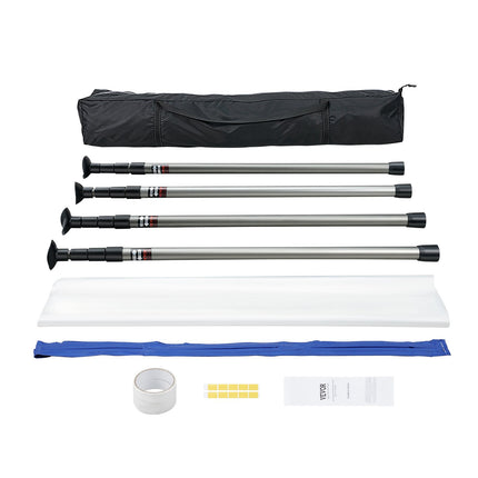 Dust Barrier System, 4 Telescoping Poles, Magnetic Zipper