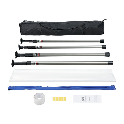 Dust Barrier System, 4 Telescoping Poles, Magnetic Zipper