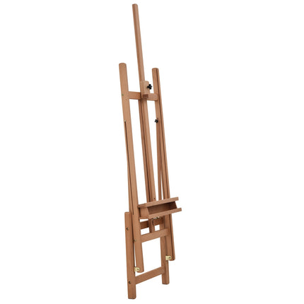 Șevalet Șevalet de studio din lemn de fag, înălțime și unghi reglabil, cu compartiment de depozitare, natural, 53X50.5X171-230Cm