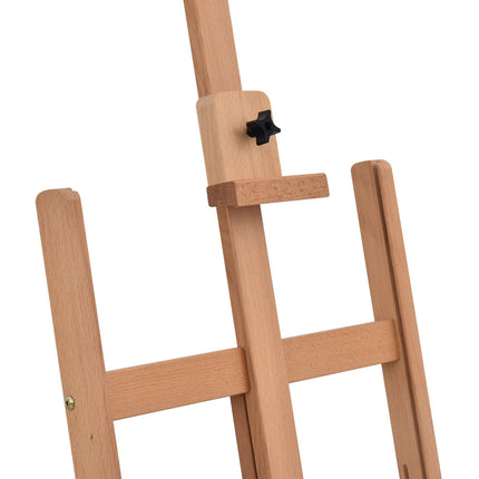 Șevalet Șevalet de studio din lemn de fag, înălțime și unghi reglabil, cu compartiment de depozitare, natural, 53X50.5X171-230Cm