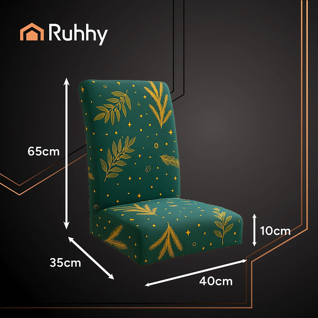 Huse elastice pentru scaune de Crăciun, verzi, set de 6