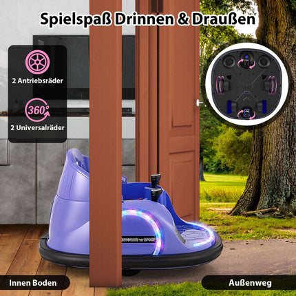 Mașinuță electrică cu bara de protecție rotativă la 360° pentru copii, 12V, violet