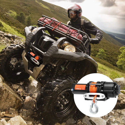 Electric ATV UTV Winch 4500 lb, Synthetic Rope, Remote