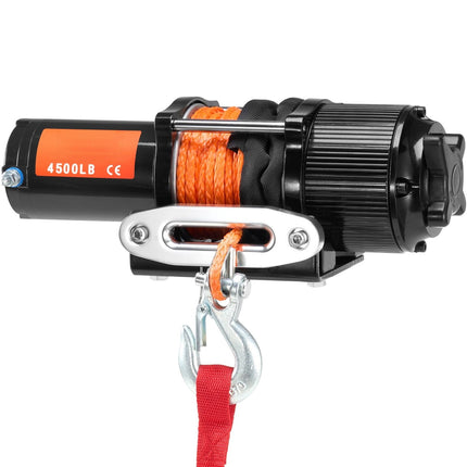 Electric ATV UTV Winch 4500 lb, Synthetic Rope, Remote