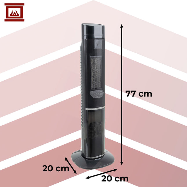 Încălzitor electric cu coloană, 2000W, efect de șemineu, telecomandă
