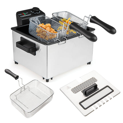 Friteuză electrică, 2000W, 5L, 3 coșuri, temperatură reglabilă