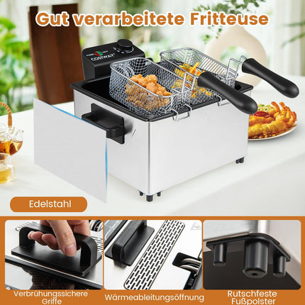 Friteuză electrică, 2000W, 5L, 3 coșuri, temperatură reglabilă