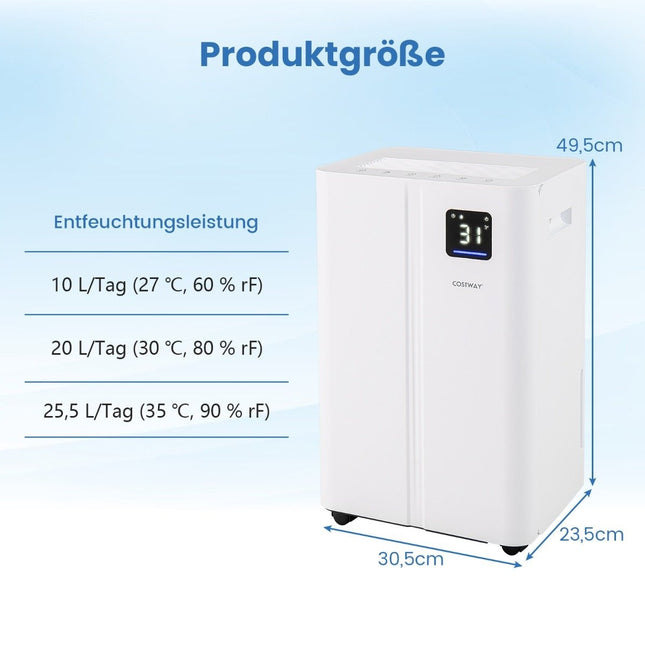 Dezumidificator electric, 25,5 l/zi, acoperire 25㎡, mod silențios