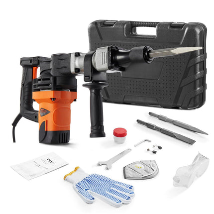 Electric Demolition Hammer 1400W, 19J, 2 Chisel Bits