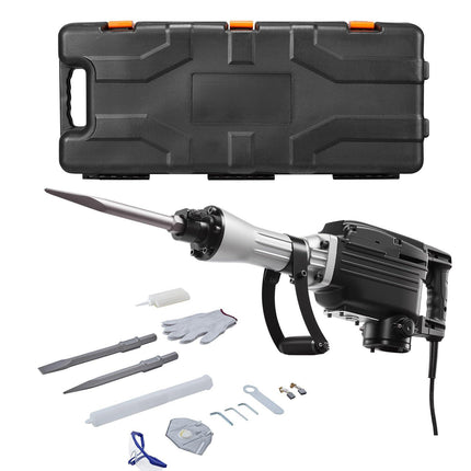 Electric Demolition Jack Hammer 2800W, 1200 BPM, 2 Chisels