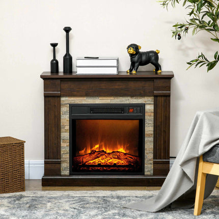 Electric Fireplace 1800 W with Heater and Remote Control, Dark Brown