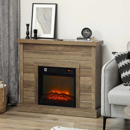 Electric Fireplace 1800 W with Mantel and 3D Flame Effect, Remote Control, Timer