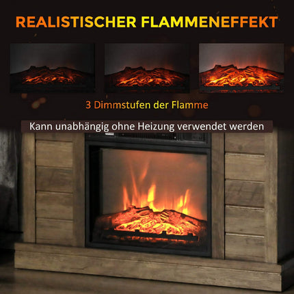 Electric Fireplace 1800 W with Mantel and 3D Flame Effect, Remote Control, Timer