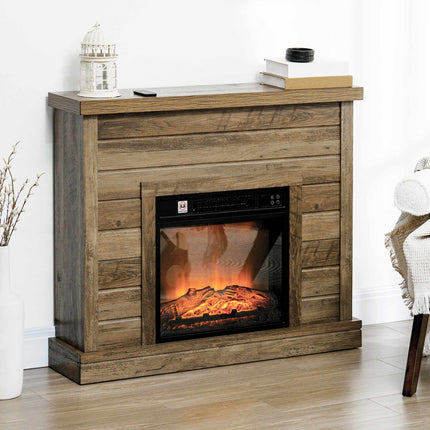 Electric Fireplace 1800 W with Mantel and 3D Flame Effect, Remote Control, Timer