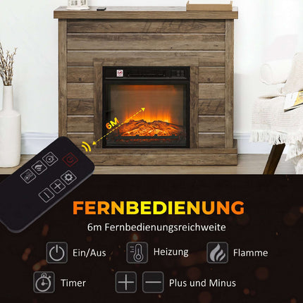 Electric Fireplace 1800 W with Mantel and 3D Flame Effect, Remote Control, Timer