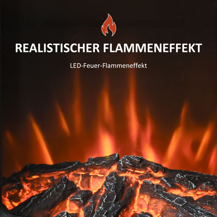 Șemineu electric cu flacără LED, 1000W/2000W, negru