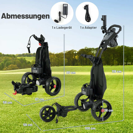 Cărucior de golf electric, cu 3 roți, mâner reglabil, port USB