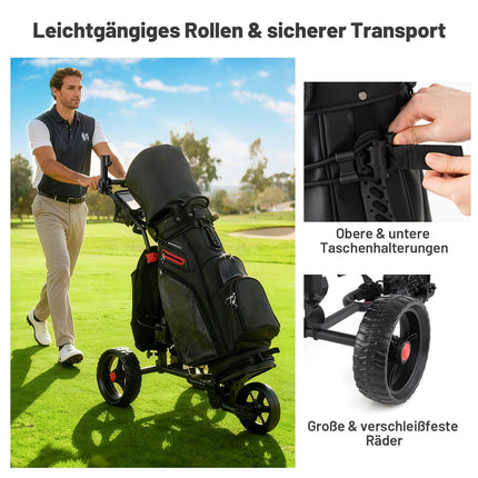 Cărucior de golf electric, cu 3 roți, mâner reglabil, port USB