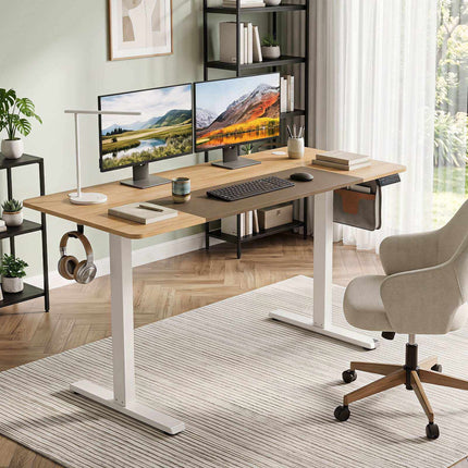 Birou reglabil electric pe înălțime, 140x60 cm, control LED