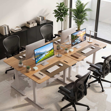 Birou reglabil electric pe înălțime, 140x60 cm, control LED